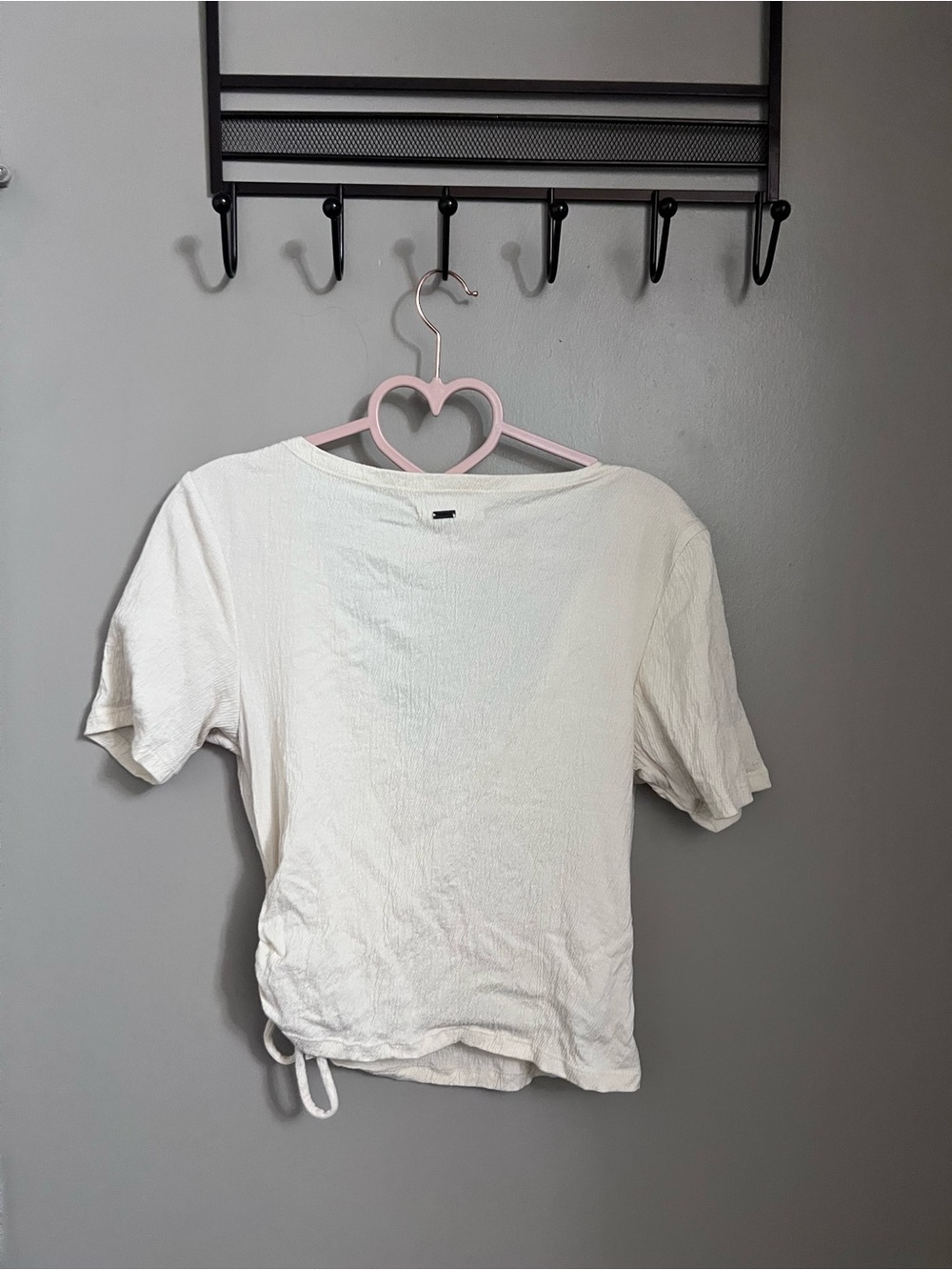 Women’s Cream Short Sleeve Side-Tie Top